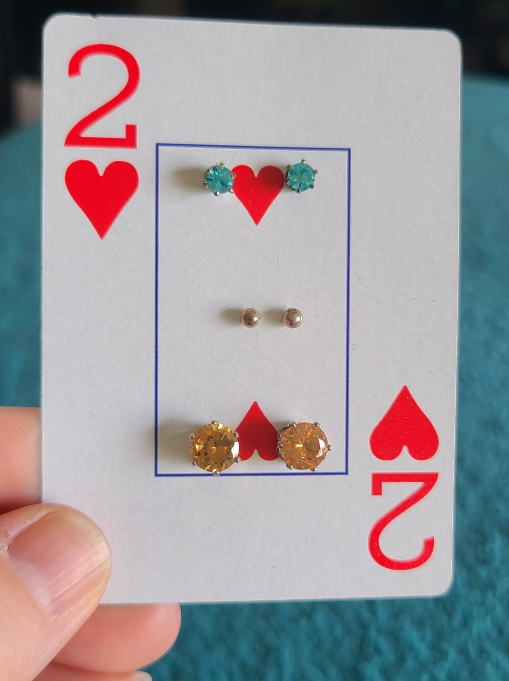 Three-Pair Women’s Stud Earring Set — Turquoise, Gold, and Amber